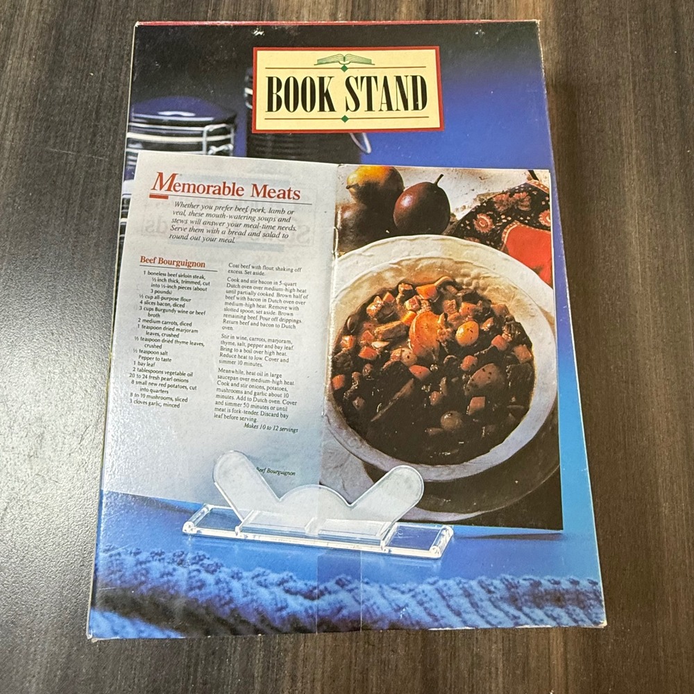 Vintage‎ Book Stand Clear Acrylic Cookbook Recipe Holder Display New Old Stock